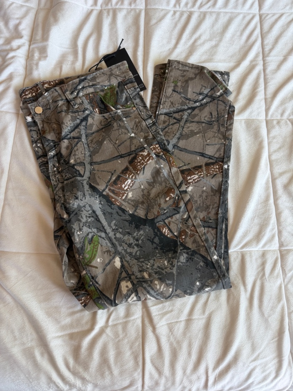 Camo Print Utility Pants - Brown & Green
